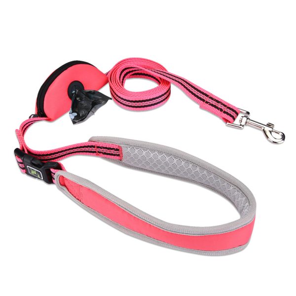 Reflective Padded Nylon Dog Leash With Handle Poop Bag Holder Reflective Padded Nylon Dog Leash With Handle Poop Bag Holder
