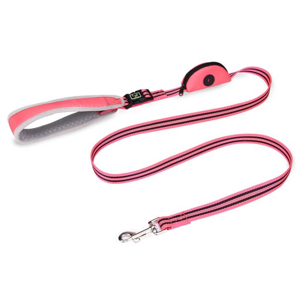 Reflective Padded Nylon Dog Leash With Handle Poop Bag Holder Reflective Padded Nylon Dog Leash With Handle Poop Bag Holder