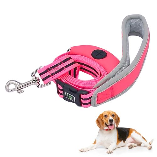 Reflective Padded Nylon Dog Leash With Handle Poop Bag Holder Reflective Padded Nylon Dog Leash With Handle Poop Bag Holder