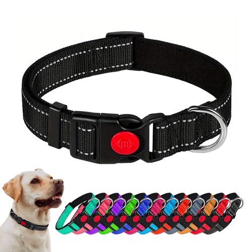 Reflective Adjustable Basic Simple Nylon Dog Collars With Locking Buckle Reflective Adjustable Basic Simple Nylon Dog Collars With Locking Buckle