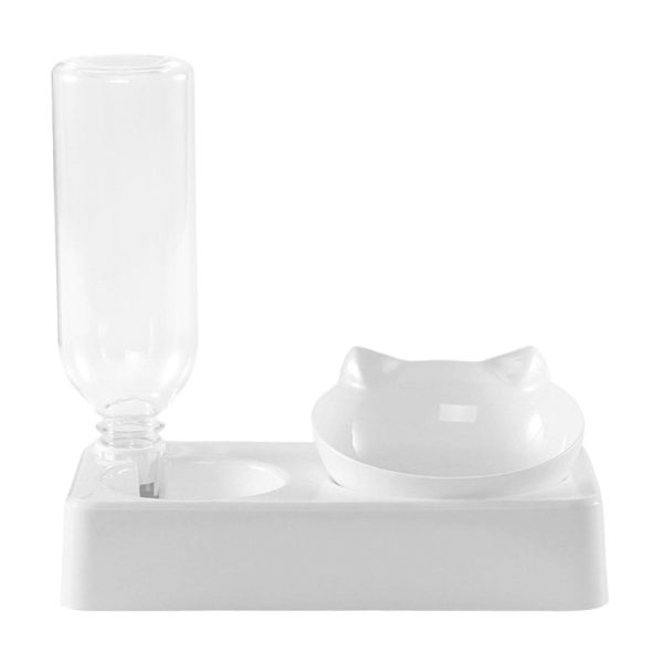 Plastic Automatic Cat Feeder Water Dispenser Water Fountain Cat Pet Drinking With Food Bowl Plastic Automatic Cat Feeder Water Dispenser Water Fountain Cat Pet Drinking With Food Bowl