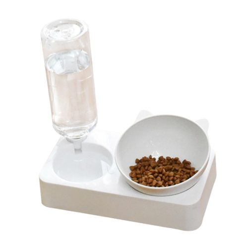 Plastic Automatic Cat Feeder Water Dispenser Water Fountain Cat Pet Drinking With Food Bowl Plastic Automatic Cat Feeder Water Dispenser Water Fountain Cat Pet Drinking With Food Bowl