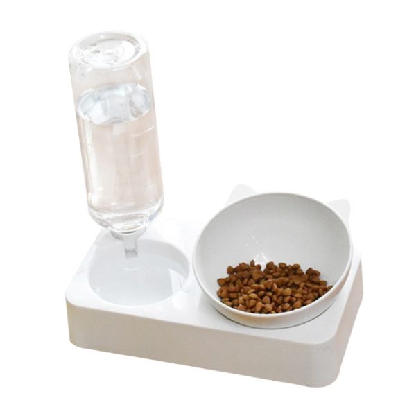 Plastic Automatic Cat Feeder Water Dispenser Water Fountain Cat Pet Drinking With Food Bowl Plastic Automatic Cat Feeder Water Dispenser Water Fountain Cat Pet Drinking With Food Bowl