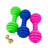 4.5 X 12cm Durable TPR Dog Cat Dumbbell With Bell Bite Chew Toy Barbell Toy