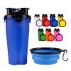 Portable Dog Travel Water Bottle With Food Container And Detachable Silicone Bowl