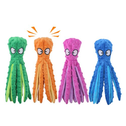 Octopus No Stuffing Crinkle Plush Dog Toys Dog Squeaky Toys Interactive Chew Toys