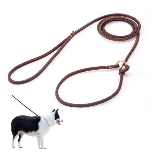 Genuine Leather Dog Collar And Soft Slip Lead Leash For Comfortable Control