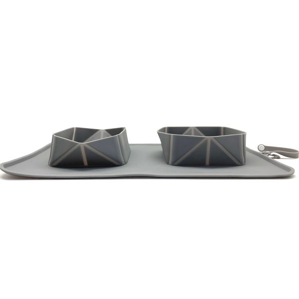 Collapsible Silicone Travel Outdoor Pet Portable Double Travel Water And Food Bowl