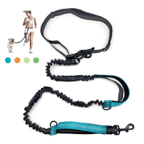 Dual Handle Elastic Bungee Hands Free Dog Running Leash With Adjustable Waist Belt Dual Handle Elastic Bungee Hands Free Dog Running Leash With Adjustable Waist Belt