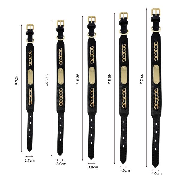 Genuine Leather Dog Collars With Metal Braided Design Engraved Nameplate