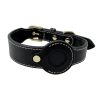 Dog Genuine Leather Tracking Tag Dog Collar Anti Lost With Tag Holder