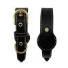 Dog Genuine Leather Tracking Tag Dog Collar Anti Lost With Tag Holder