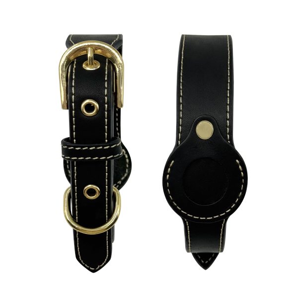 Dog Genuine Leather Tracking Tag Dog Collar Anti Lost With Tag Holder Dog Genuine Leather Tracking Tag Dog Collar Anti Lost With Tag Holder