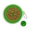 Silicone Portable Collapsible Slow Feeder Pet Dog Water Bowl With Lid Pet Folding Bowl