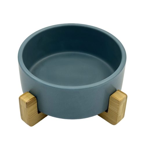 Ceramic Round Dog Cat Bowl Food Water Elevated Dish For Pet Wood Stand Ceramic Round Dog Cat Bowl Food Water Elevated Dish For Pet Wood Stand