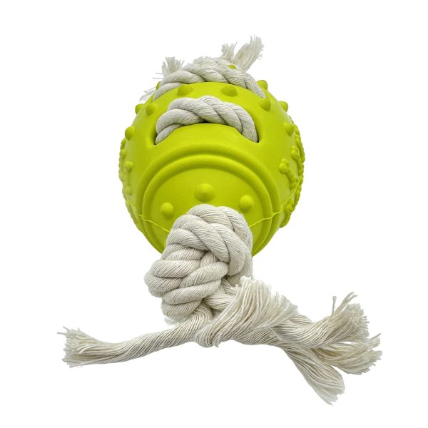 Olive Shaped Rubber Pet Toy With Cotton Rope Durable Chew Toy For Dogs And Cats