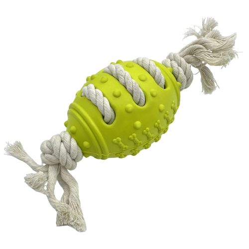Olive Shaped Rubber Pet Toy With Cotton Rope Durable Chew Toy For Dogs And Cats Olive Shaped Rubber Pet Toy With Cotton Rope Durable Chew Toy For Dogs And Cats