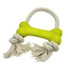 6.5 X 17.5cm Rubber Bone Shaped Dog Toy With Cotton Rope Durable Safe For Teeth And Gums