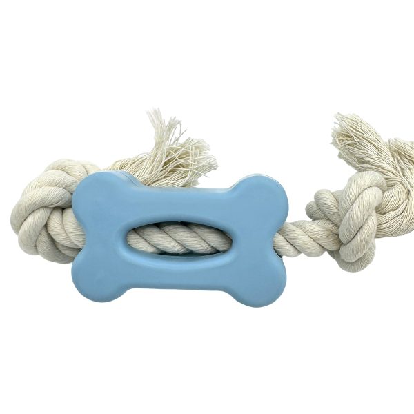 Rubber Bone Shaped Dog Toy With Cotton Rope Durable Safe Promotes Oral Health Rubber Bone Shaped Dog Toy With Cotton Rope Durable Safe Promotes Oral Health