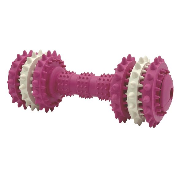 Durable Rubber Dog Chew Toy Dumbbell Shape With Teeth Cleaning Bumps Durable Rubber Dog Chew Toy Dumbbell Shape With Teeth Cleaning Bumps