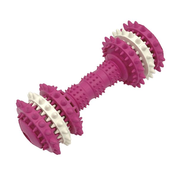 Durable Rubber Dog Chew Toy Dumbbell Shape With Teeth Cleaning Bumps Durable Rubber Dog Chew Toy Dumbbell Shape With Teeth Cleaning Bumps