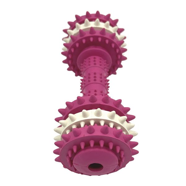 Durable Rubber Dog Chew Toy Dumbbell Shape With Teeth Cleaning Bumps Durable Rubber Dog Chew Toy Dumbbell Shape With Teeth Cleaning Bumps