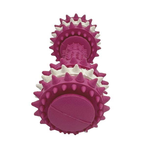 Durable Rubber Dog Chew Toy Dumbbell Shape With Teeth Cleaning Bumps Durable Rubber Dog Chew Toy Dumbbell Shape With Teeth Cleaning Bumps