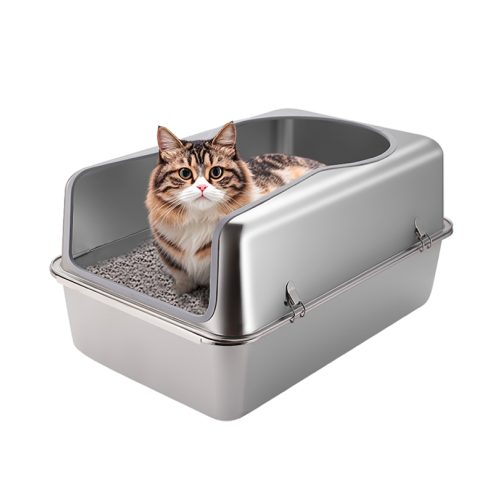 Easy Cleaning Enclosed Cat Litter Box Stainless Steel Non Sticky Easy Cleaning Enclosed Cat Litter Box Stainless Steel Non Sticky