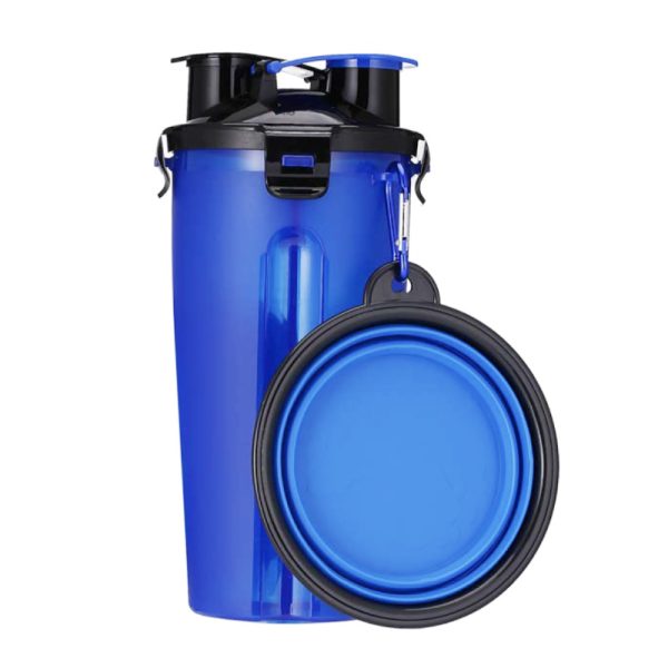 Portable Dog Travel Water Bottle With Food Container And Detachable Silicone Bowl Portable Dog Travel Water Bottle With Food Container And Detachable Silicone Bowl