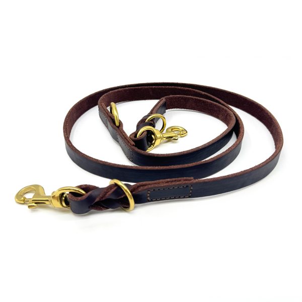 Multifunctional Genuine Leather Dog Leash Adjustable Durable Versatile