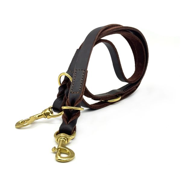 Multifunctional Genuine Leather Dog Leash Adjustable Durable Versatile