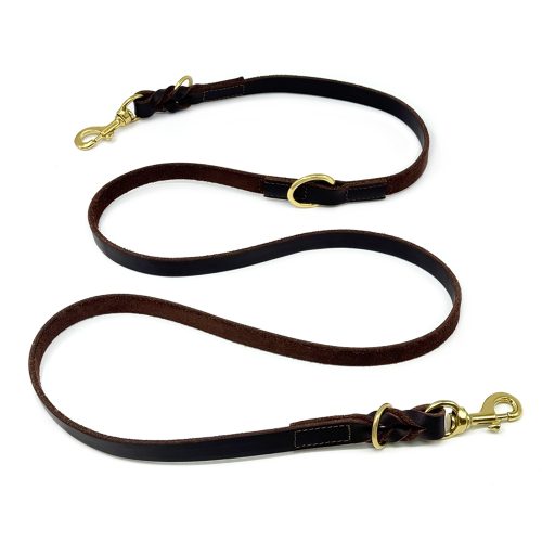 Multifunctional Genuine Leather Dog Leash Adjustable Durable Versatile
