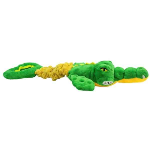 Large Alligator Plush Dog Toy Squeaky Crinkle Chew Toy With Tug Of War Handle
