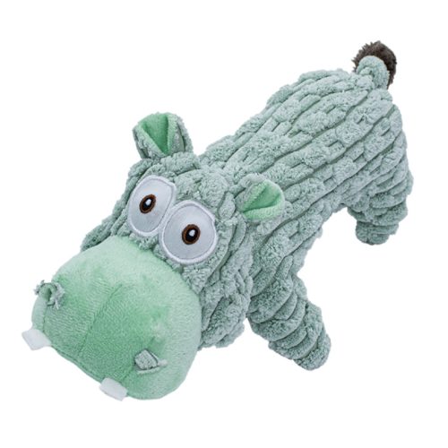 Green Hippo Plush Squeaky Dog Toy Soft Chew Tug Play Toy For Small To Large Dogs