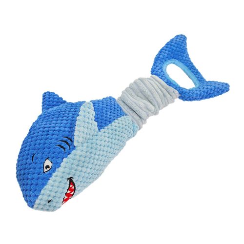 Interactive Shark Plush Dog Toy Squeaky Durable Chew Toy For Large Small Dogs