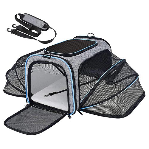 Pet Carrier Large Airline Approved, Expandable Cat Carrier Bag For Vet Visits And Traveling