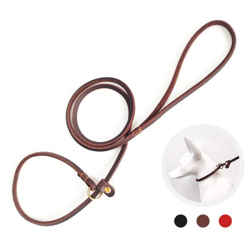 Pet Genuine Leather Leash Slip Lead Adjustable Dog Training Leash For Small Dogs
