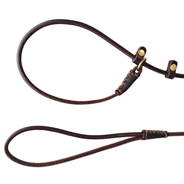 Lightweight Adjustable Durable Pet Genuine Leather Slip Lead For Small Medium Dogs Lightweight Adjustable Durable Pet Genuine Leather Slip Lead For Small Medium Dogs