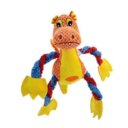 Cute Dragon Squeaky Plush Dog Toy With 5 Squeakers & Crinkle Paper, Rope Chew Toy Cute Dragon Squeaky Plush Dog Toy With 5 Squeakers & Crinkle Paper, Rope Chew Toy