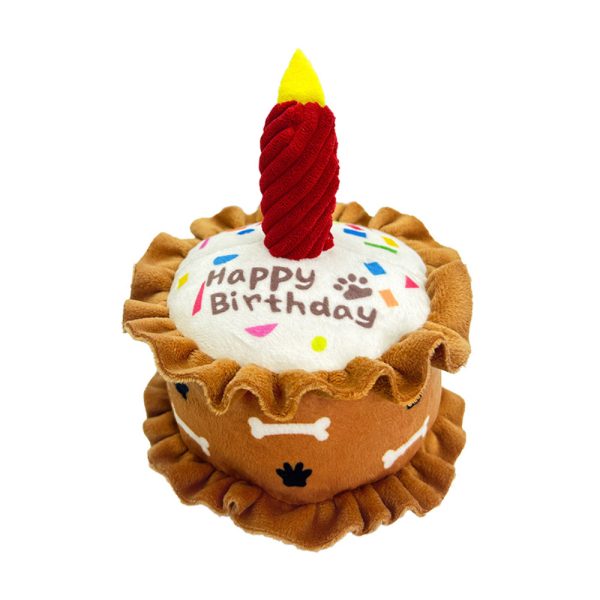 Pet Plush Toy Birthday Squeaky Gift Cake Sandwiches Pizza Crinkly Party Dog Toy Supplies