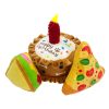 Pet Plush Toy Birthday Squeaky Gift Cake Sandwiches Pizza Crinkly Party Dog Toy Supplies