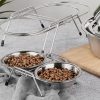 Pet Food And Water Bowls Set Stainless Steel Raised Pet Dish Feeder Iron Elevated Stand