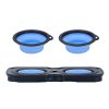 Raised Dog Food Bowl Set Elevated Silicone Pet Food Bowl With Stand For Dogs And Cats