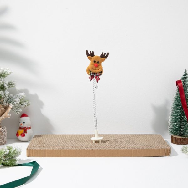 Christmas Cat Scratcher Toy With Spring Wobble Wand Santa, Reindeer, Snowman, Xmas Tree Christmas Cat Scratcher Toy With Spring Wobble Wand Santa, Reindeer, Snowman, Xmas Tree