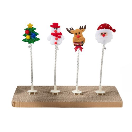 Christmas Cat Scratcher Toy With Spring Wobble Wand Santa, Reindeer, Snowman, Xmas Tree Christmas Cat Scratcher Toy With Spring Wobble Wand Santa, Reindeer, Snowman, Xmas Tree