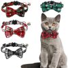 Christmas Plaid Pet Bow Tie Collar For Cats Dogs, Cute Adjustable Kitten Collar With Bowknot Christmas Plaid Pet Bow Tie Collar For Cats Dogs, Cute Adjustable Kitten Collar With Bowknot