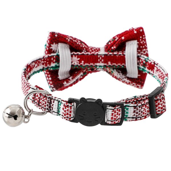 Christmas Plaid Pet Bow Tie Collar For Cats Dogs, Cute Adjustable Kitten Collar With Bowknot Christmas Plaid Pet Bow Tie Collar For Cats Dogs, Cute Adjustable Kitten Collar With Bowknot