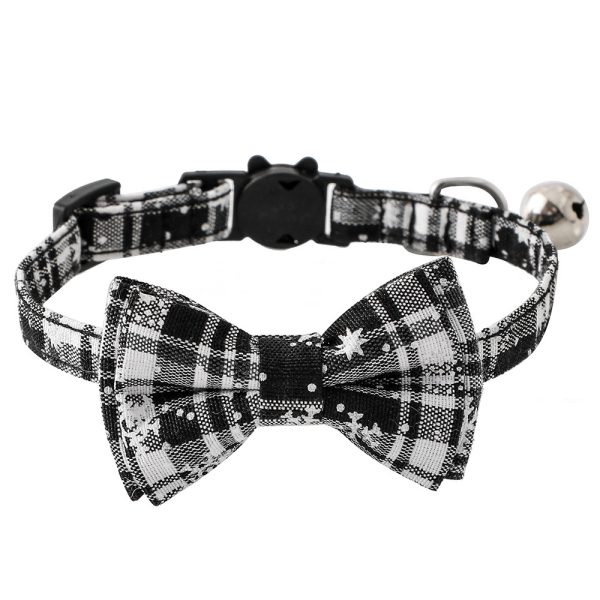 Christmas Plaid Pet Bow Tie Collar For Cats Dogs, Cute Adjustable Kitten Collar With Bowknot Christmas Plaid Pet Bow Tie Collar For Cats Dogs, Cute Adjustable Kitten Collar With Bowknot