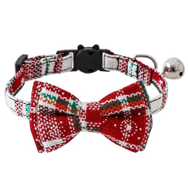 Christmas Plaid Pet Bow Tie Collar For Cats Dogs, Cute Adjustable Kitten Collar With Bowknot Christmas Plaid Pet Bow Tie Collar For Cats Dogs, Cute Adjustable Kitten Collar With Bowknot